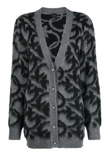 PINKO intarsia-knit button-up cardigan - Grigio