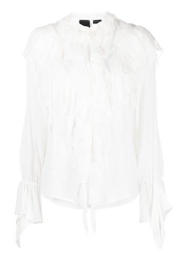 PINKO round-neck ruffled blouse - Bianco