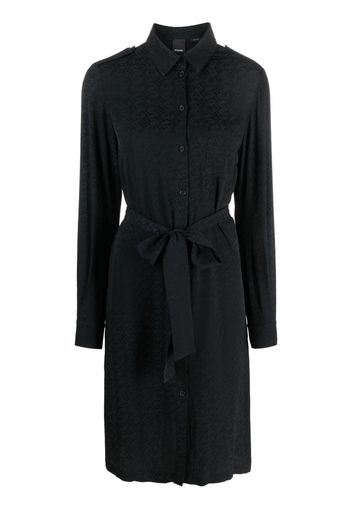 PINKO monogram-pattern belted shirtdress - Nero