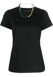 PINKO crystal-embellished necklace T-shirt - Nero