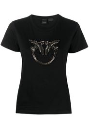 PINKO T-shirt Love Birds con decorazione di perline - Nero