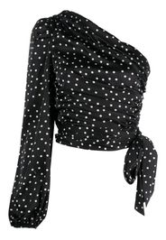 PINKO polka-dot one-shoulder blouse - Nero