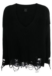 PINKO ripped V-neck knitted jumper - Nero