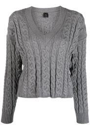 PINKO V-neck cable-knit jumper - Grigio