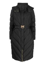 PINKO chevron-quilting padded hooded coat - Nero