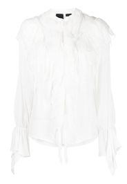 PINKO round-neck ruffled blouse - Bianco