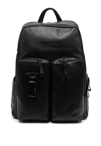 PIQUADRO debossed-logo detail backpack - Nero