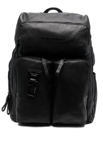 PIQUADRO logo-plaque detail backpack - Nero