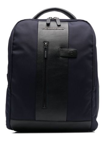 PIQUADRO two-tone logo-patch backpack - Blu