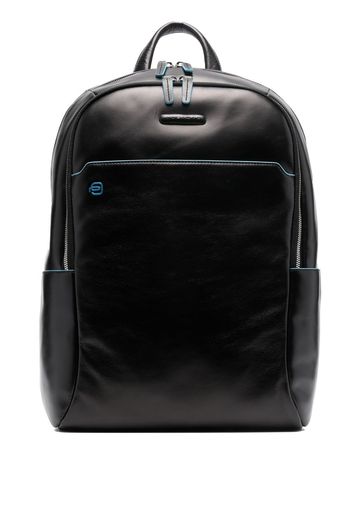 PIQUADRO leather logo-patch backpack - Nero