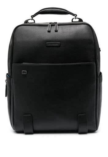 PIQUADRO logo-patch leather backpack - Nero