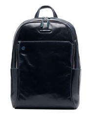 PIQUADRO leather logo-patch backpack - Blu