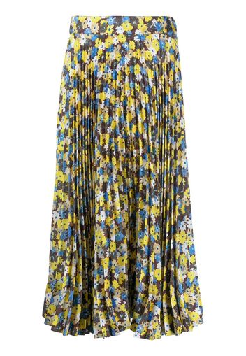 Plan C Twill Daisy Bouquet print skirt - Marrone