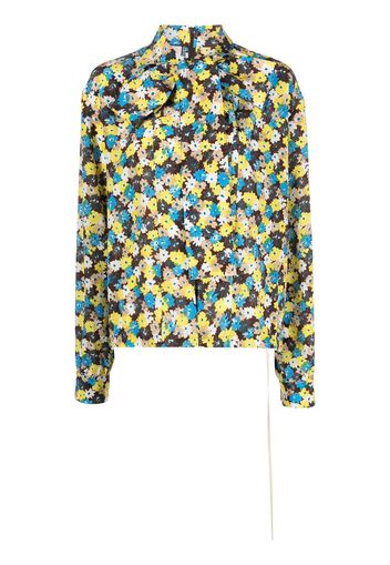 Plan C floral print silk shirt - Nero