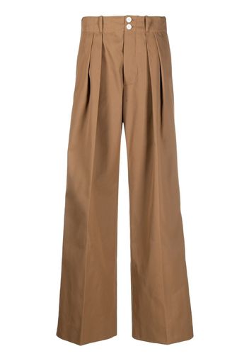 Plan C pleated high-waisted trousers - Marrone