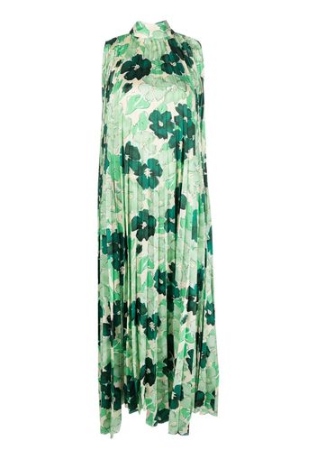 Plan C floral-print pleated long dress - Verde