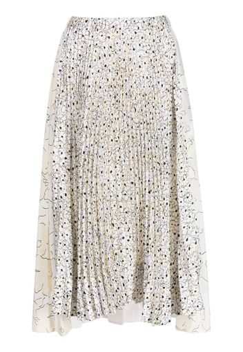 Plan C printed twill pleated skirt - Bianco