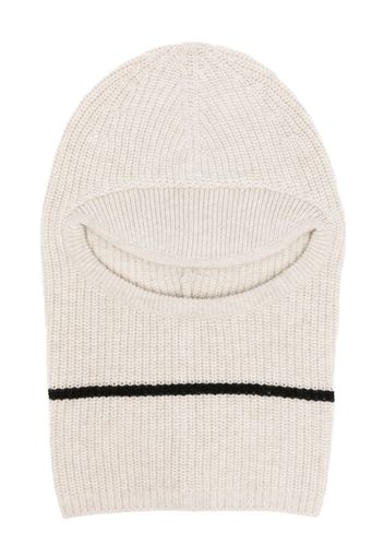 Plan C two-tone striped ribbed-knit balaclava - Toni neutri