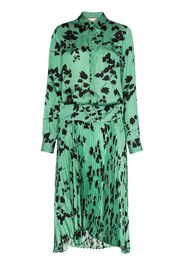 leaf print midi shirt dress