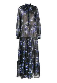 Plan C Anemone-print long-sleeve dress - Blu