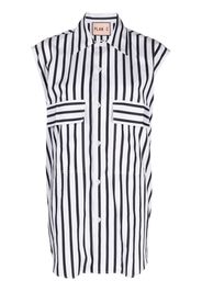 Plan C cap-sleeve striped cotton shirt - Nero