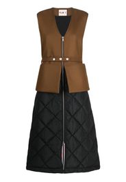 Plan C Chasuble sleeveless layered coat - Marrone