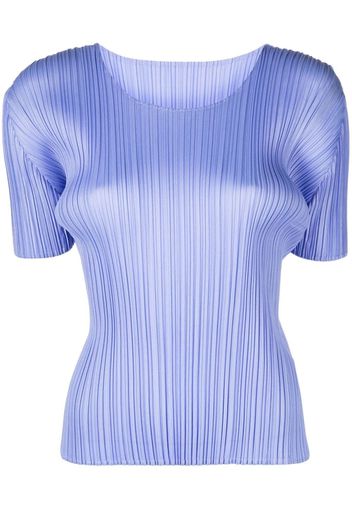 Pleats Please Issey Miyake pleated round-neck T-shirt - Blu