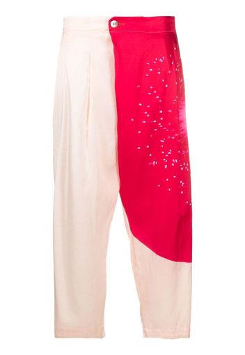 Pleats Please Issey Miyake colour-block cropped trousers - Rosa