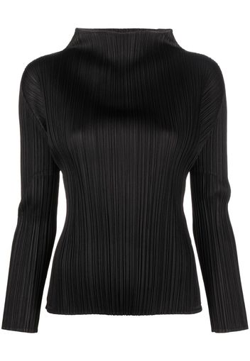 Pleats Please Issey Miyake high-neck pleated top - Nero