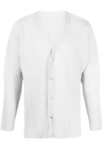 Homme Plissé Issey Miyake ribbed V-neck cardigan - Grigio