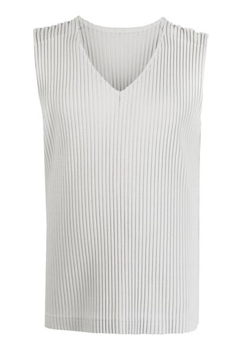 Homme Plissé Issey Miyake plissé V-neck tank top - Grigio