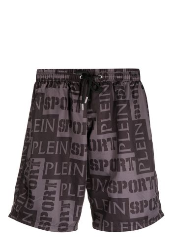 Plein Sport logo-print swim shorts - Nero