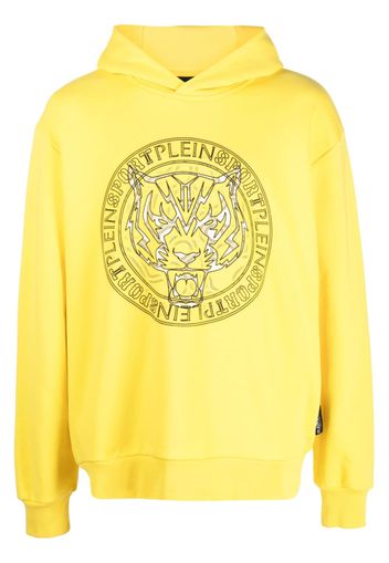 Plein Sport logo tiger-print hoodie - Giallo