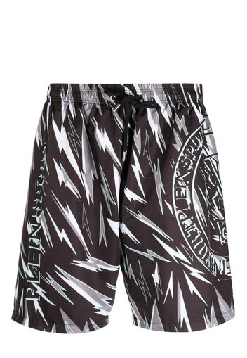 Plein Sport lightning-print swim shorts - Nero