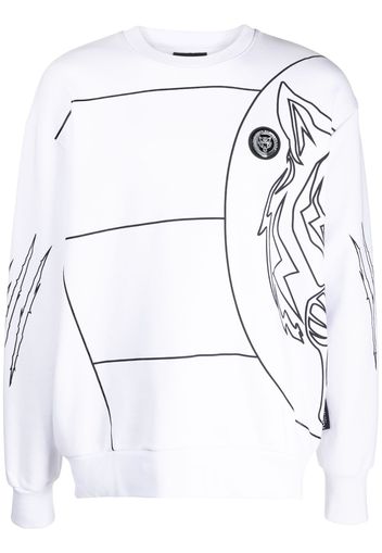 Plein Sport logo tiger-print sweatshirt - Bianco