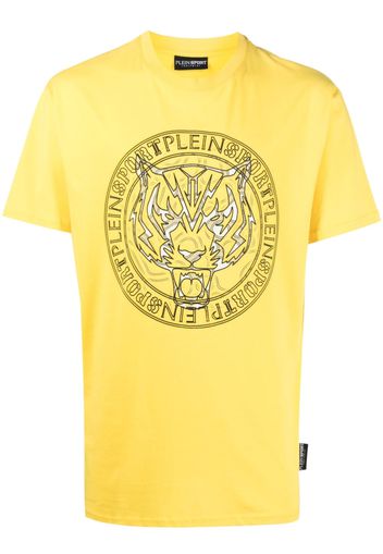 Plein Sport logo tiger-print T-shirt - Giallo