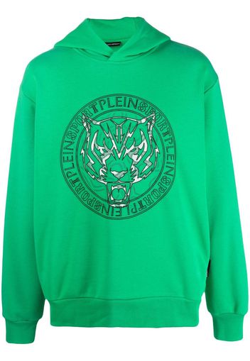 Plein Sport logo-print hoodie - Verde