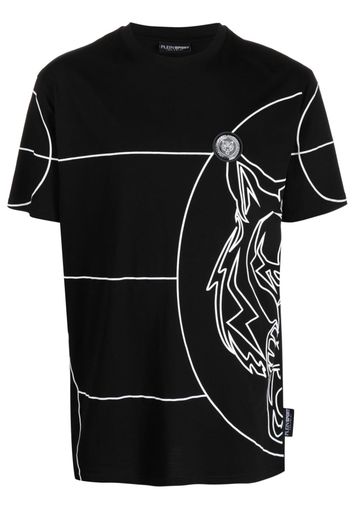 Plein Sport logo tiger-print T-shirt - Nero