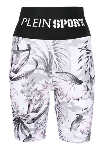 Plein Sport Shorts a fiori con banda logo - Bianco
