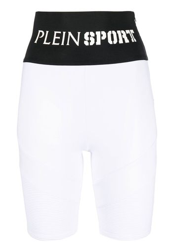 Plein Sport Shorts da ciclismo con banda logo - Bianco