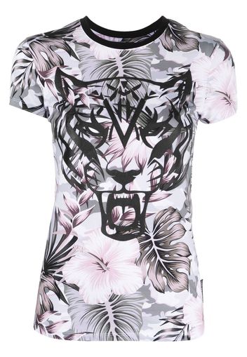 Plein Sport T-shirt a fiori - Bianco