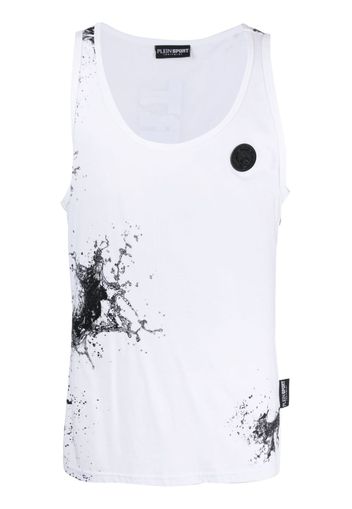 Plein Sport splash-print cotton tank top - Bianco