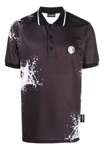 Plein Sport splash-print cotton polo shirt - Nero