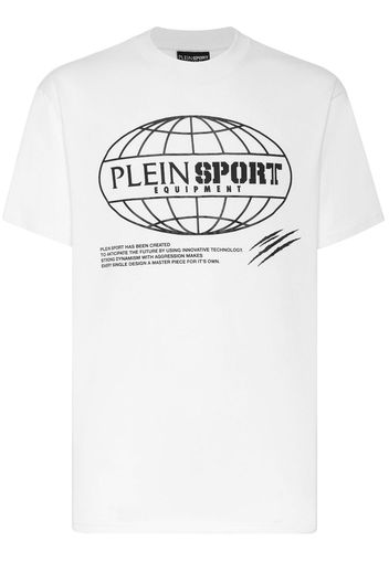 Plein Sport T-shirt SS Global Express Edition con stampa - Bianco