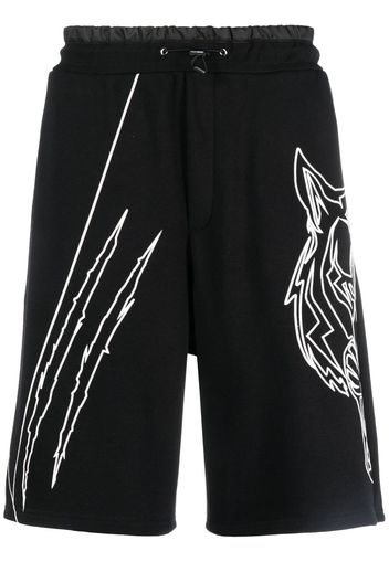 Plein Sport Tiger Court cotton track shorts - Nero