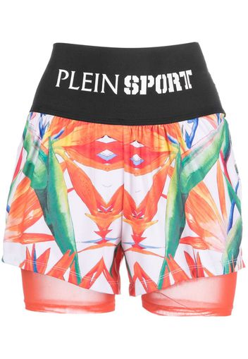 Plein Sport Shorts sportivi a fiori - Nero