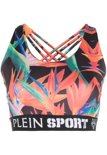 Plein Sport botanical-print jogging bra - Nero