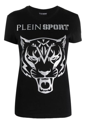 Plein Sport logo-lettering graphic-print T-shirt - Nero