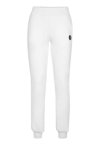 Plein Sport logo-patch tapered track pants - Bianco