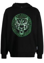 Plein Sport logo-tiger-print hoodie - Nero